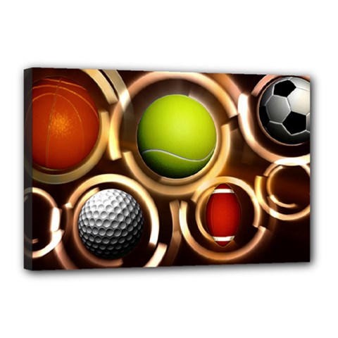 Sport Ball Tennis Golf Football Canvas 18  X 12  (stretched) by Bajindul