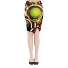 Sport Ball Tennis Golf Football Midi Wrap Pencil Skirt by Bajindul