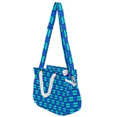 Pattern Graphic Background Image Blue Rope Handles Shoulder Strap Bag by Bajindul