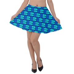 Pattern Graphic Background Image Blue Velvet Skater Skirt by Bajindul