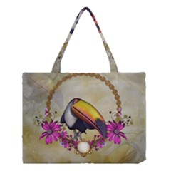 Cute Funny Coutan With Flowers Medium Tote Bag by FantasyWorld7