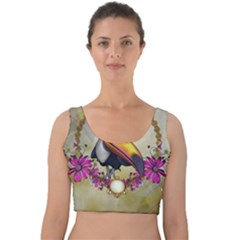 Cute Funny Coutan With Flowers Velvet Crop Top