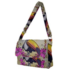 Cute Funny Coutan With Flowers Full Print Messenger Bag by FantasyWorld7