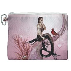 Wonderful Dark Mermaid Sitting On A Tree Canvas Cosmetic Bag (xxl) by FantasyWorld7