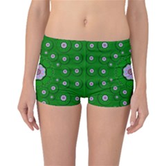 Stars Of Bleeding Hearts In Green Boyleg Bikini Bottoms