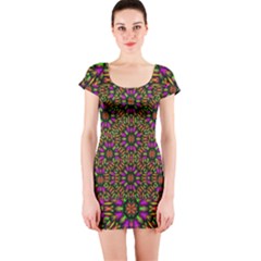 Paradise Flower In The Jungle Short Sleeve Bodycon Dress