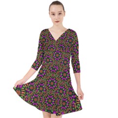 Paradise Flower In The Jungle Quarter Sleeve Front Wrap Dress by pepitasart