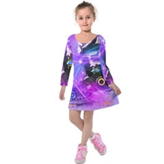 Ski Boot Ski Boots Skiing Activity Kids  Long Sleeve Velvet Dress