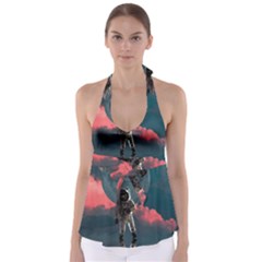 Astronaut Moon Space Planet Babydoll Tankini Top by Pakrebo