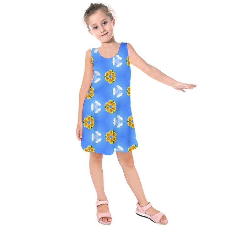 Pattern Sequence Motif Design Plan Flowers Kids  Sleeveless Dress