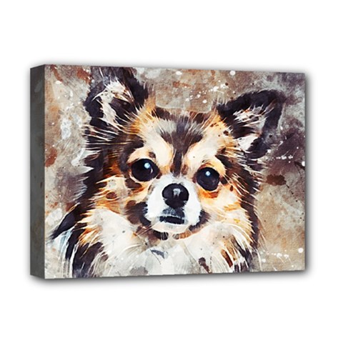 Chihuahua Dog Cute Pets Small Deluxe Canvas 16  X 12  (stretched)  by Pakrebo