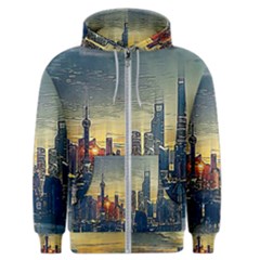 City Metro Pole Buildings Men s Zipper Hoodie by Pakrebo