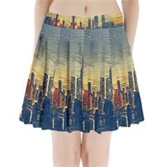 City Metro Pole Buildings Pleated Mini Skirt by Pakrebo