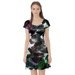 Abstract Background Science Fiction Short Sleeve Skater Dress