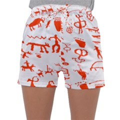 Petroglyph Art Symbols Art Rock Sleepwear Shorts by Pakrebo