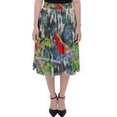 Texture Art Decoration Abstract Bird Nature Classic Midi Skirt by Pakrebo