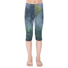 Birch Forest Nature Landscape Kids  Capri Leggings  by Pakrebo