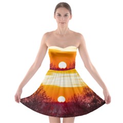 Sun Evening Sunset Sky Landscape Strapless Bra Top Dress