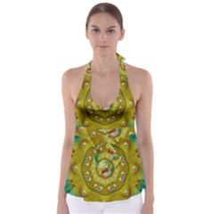 Mandala In Peace And Feathers Babydoll Tankini Top by pepitasart