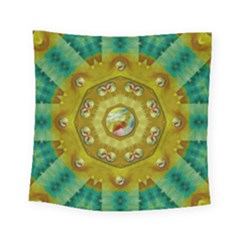 Mandala In Peace And Feathers Square Tapestry (small) by pepitasart