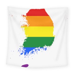 Lgbt Flag Map Of South Korea Square Tapestry (large) by abbeyz71