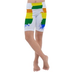 Lgbt Flag Map Of South Korea Kids  Lightweight Velour Cropped Yoga Leggings by abbeyz71