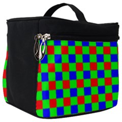 Check Pattern Red, Green, Blue Make Up Travel Bag (big)