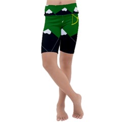 Flag Of Hunza  Kids  Lightweight Velour Cropped Yoga Leggings by abbeyz71