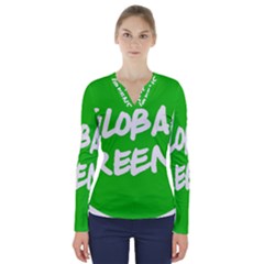 Logo Of Global Greens  V-neck Long Sleeve Top by abbeyz71