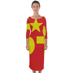 Logo of Mexico s Labor Party Quarter Sleeve Midi Bodycon Dress