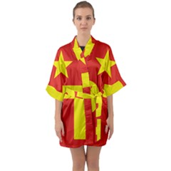 Logo of Mexico s Labor Party Quarter Sleeve Kimono Robe