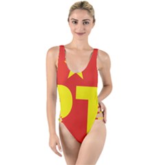 Logo of Mexico s Labor Party High Leg Strappy Swimsuit