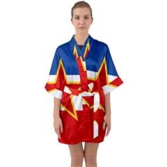 Civil Ensign Of Yugoslavia, 1950-1992 Quarter Sleeve Kimono Robe by abbeyz71