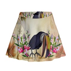 Funny Coutan With Flowers Mini Flare Skirt by FantasyWorld7