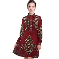 Wonderful Decorative Celtic Knot Long Sleeve Chiffon Shirt Dress by FantasyWorld7