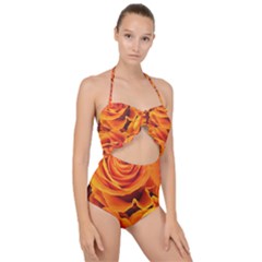 Flower Love Scallop Top Cut Out Swimsuit by BIBILOVER