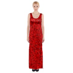 Red Of Love Maxi Thigh Split Dress by BIBILOVER