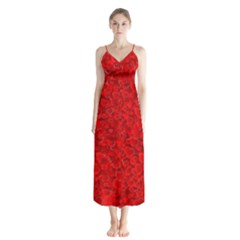 Red Of Love Button Up Chiffon Maxi Dress