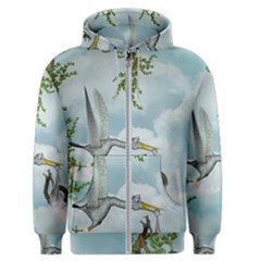 Funny Stork With Creepy Snake Baby Men s Zipper Hoodie by FantasyWorld7
