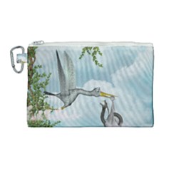 Funny Stork With Creepy Snake Baby Canvas Cosmetic Bag (large) by FantasyWorld7