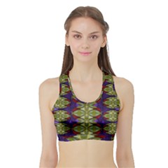 Divine Flowers Striving To Reach Universe Sports Bra With Border by pepitasart