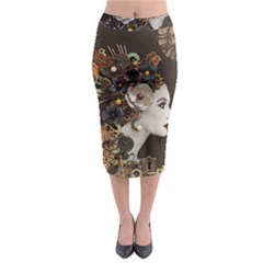 Mechanical Beauty  Midi Pencil Skirt by CKArtCreations