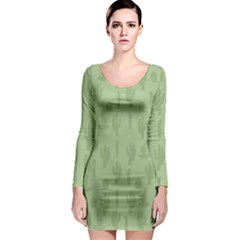 Cactus Pattern Long Sleeve Bodycon Dress by Valentinaart