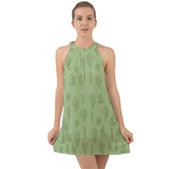 Cactus Pattern Halter Tie Back Chiffon Dress by Valentinaart