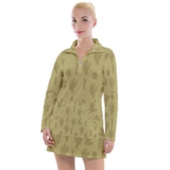 Cactus Pattern Women s Long Sleeve Casual Dress