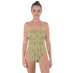 Cactus Pattern Tie Back One Piece Swimsuit by Valentinaart