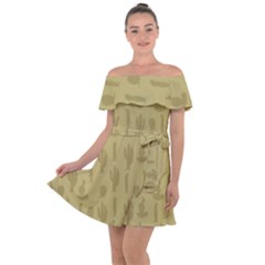 Cactus Pattern Off Shoulder Velour Dress by Valentinaart