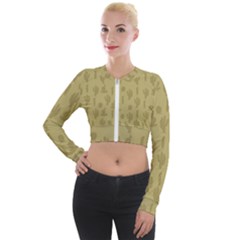 Cactus Pattern Long Sleeve Cropped Velvet Jacket by Valentinaart