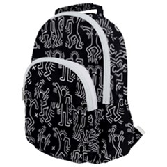 Doodle Pattern Rounded Multi Pocket Backpack by Valentinaart