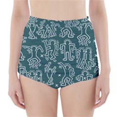 Doodle Pattern High-waisted Bikini Bottoms by Valentinaart